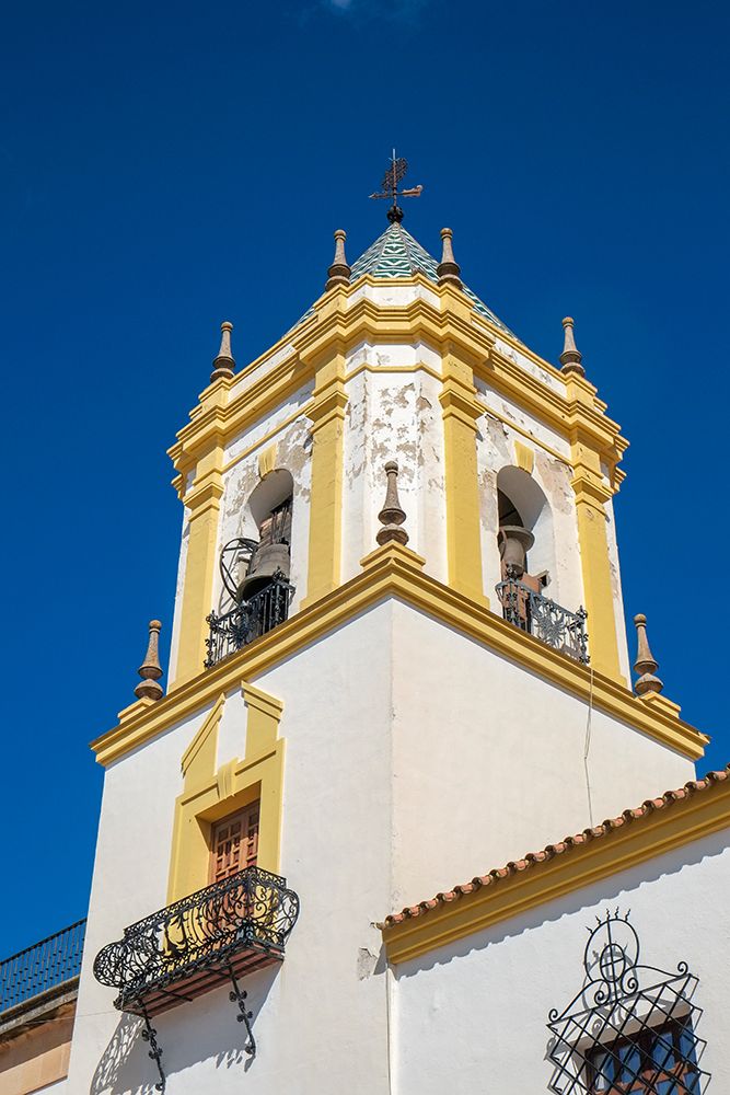 Rhonda, Spain. Beautiful old white church in town center.